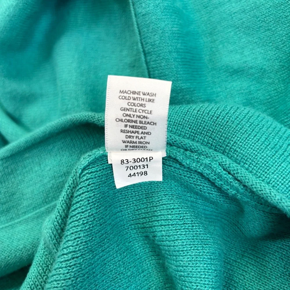 Pure Jill Sweater Women XS Petite Teal Green Cotton Cashmere Boxy‎ Pockets